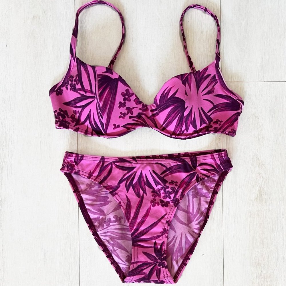 Vintage 90s Pink High-Leg High-Waist Bikini Set, Underwire & Padding-Deadstock